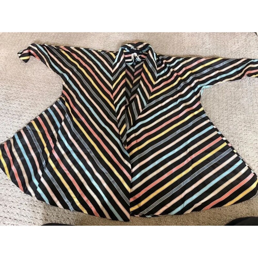 Vintage 1940s Maxan Rainbow Striped Hostess Robe / Dressing Gown